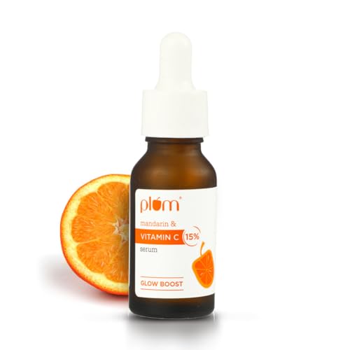 Plum 15% Vitamin C Face Serum with Mandarin (20ml) | For Glowing Skin | With Pure Ethyl Ascorbic Acid | For Hyperpigmentation & Dull Skin | Fragrance-Free