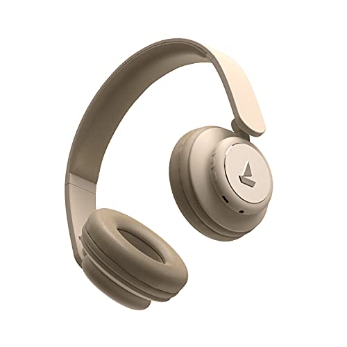 boAt Rockerz 450 Bluetooth On Ear Headphones with Mic, Upto 15 Hours Playback, 40MM Drivers, Padded Ear Cushions, Integrated Controls and Dual Modes(Hazel Beige)