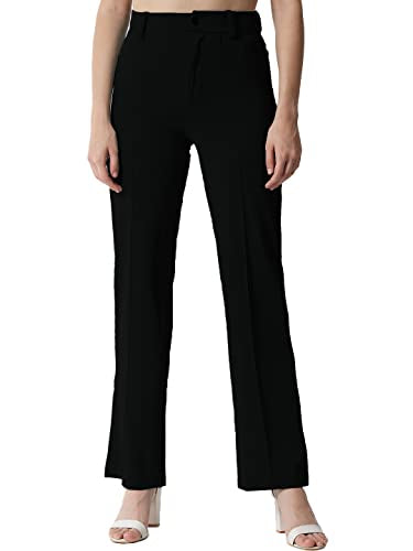 KOTTY Women's Straight Casual Pants (KTTWOMENSPANT151_Black673 Black