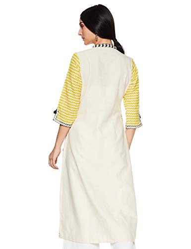 W for Woman Women's Cotton Kurta (18AUW17470-51123_Off White_S (8))