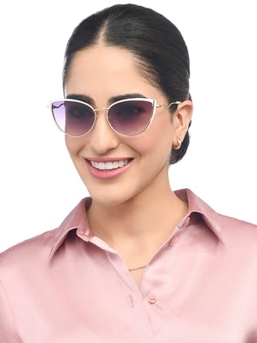 Vincent Chase By Lenskart | Gold Pink Full Rim Cat Eye | Fashion Essentials | Branded Latest and Stylish Sunglasses | 100% UV Protected | Women | Large | VC S15802