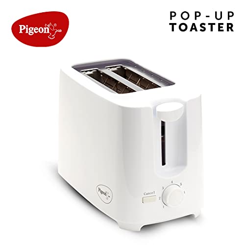 Pigeon 2 Slice Auto Pop up Toaster. A Smart Bread Toaster for Your Home (750 Watt) (White)