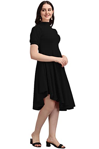 PURVAJA Women's Corduroy Fit and Flare Knee-Length Dress (Ruby-063-BL-M_Black