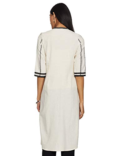 W for Woman Women's Cotton Kurta (18AUW17472-68985_Off White_M (10))