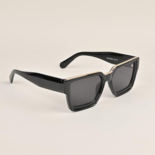 Voyage UV Protected Black Square Men & Women Sunglasses (952MG3669 |Black Lens | Black Frame)