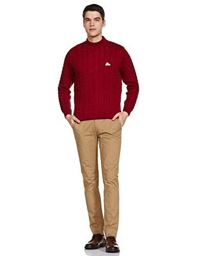 Monte Carlo Men's Pure Wool Classic Cardigan Sweater (1228121TN_Red_M)