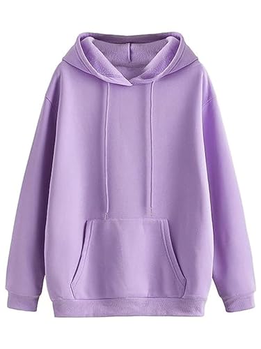 JUNEBERRY Women Sweatshirt with Hoodies, Fleece Material Full Sleeves Jumper Women Winter Wear, Hooded Neck Regular Fit Long Sleeve Womens Sweatshirt, Winter Wear for Women Lilac