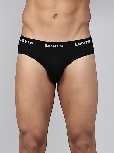 Levi's Men's Cotton Style #009 Neo Regular Fit Solid Brief (Pack of 1) (#009-BRIEF-BLK-P1_Black_L)