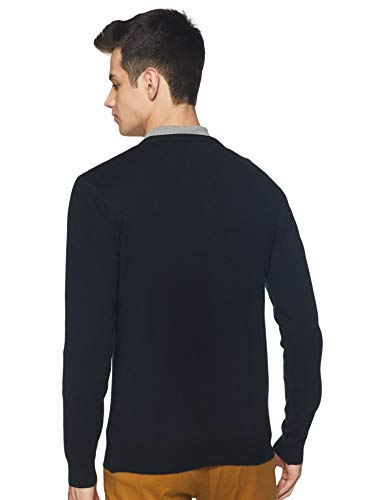 Amazon Brand - Symbol Men's Acrylic V-Neck Sweater (SWR-50_Dk Navy_Medium)