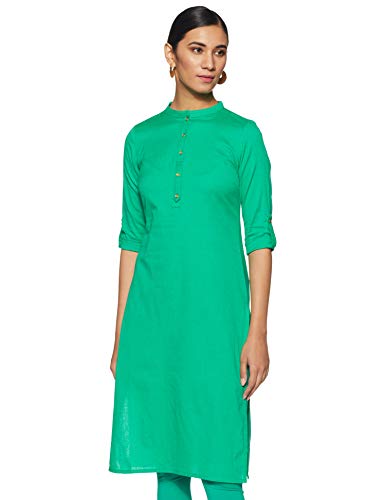 W for Woman Women's Cotton Kurta (19FEW11542-211525_Green_XL (14))