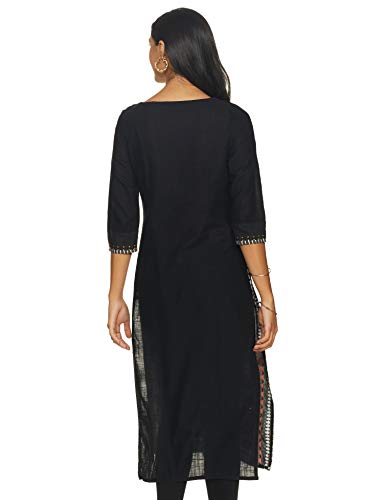 W for Woman Women's Cotton Kurta (18AUW17482-62566_Black_XS (6))