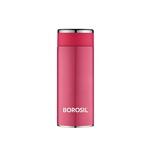 Borosil Stainless Steel Hydra Travelsmart - Vacuum Insulated Flask Water Bottle, 200 ML, Pink