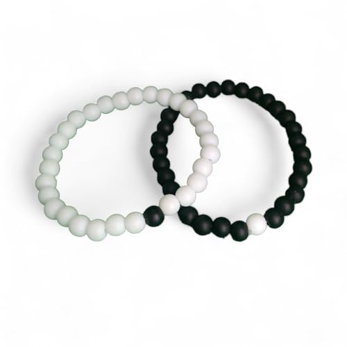 Tlims Fashion Hub Letz Bracelets - Stylish Matte Finish with Trendy White and Black Beads - Unisex Fashion Accessories