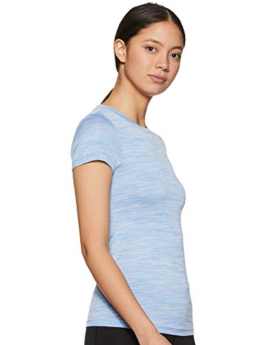 Reebok Women's Striped Slim fit Sports T-Shirt (FQ4945_Fluid Blue X-Small)