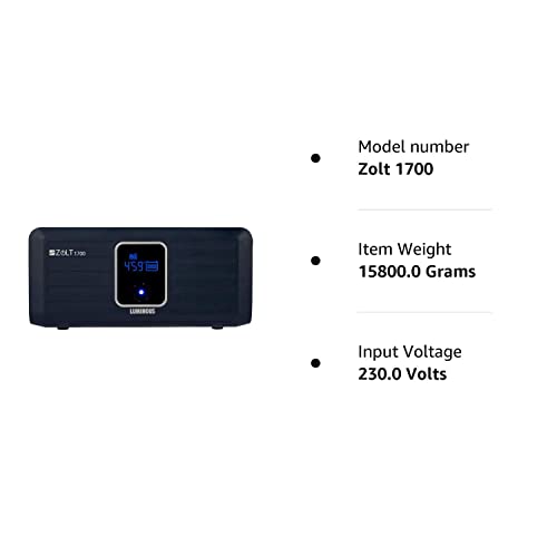 Luminous Zolt 1700 Pure Sine Wave 1500VA/24V Inverter for Home, Office and Shops (supports 2 inverter battery of 12V)