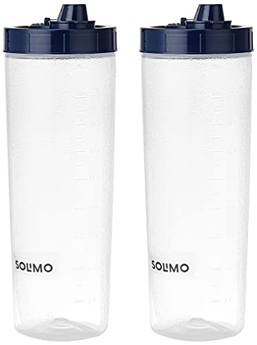 Amazon Brand - Solimo Plastic Oil Dispenser, Set Of 2 (1 L Each), Dark Blue, 1 liter