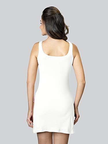 Lyra Women's Pure Cotton Stretchable Camisole/Kurti Slip with High Side Slits White