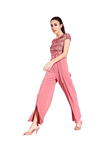 Miss Chase Women's Dusty Pink Embellished Regular Jumpsuit(MCAW21D04-97-234-03,Dusty Pink,S)