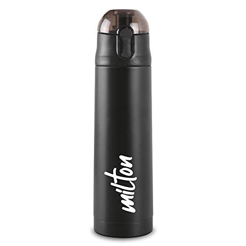 Milton New Crown 900 Thermosteel Hot or Cold Water Bottle, 750 ml, Black | Easy to Carry | Office Bottle | Hiking | Trekking | Travel Bottle | Gym | Home | Kitchen Bottle