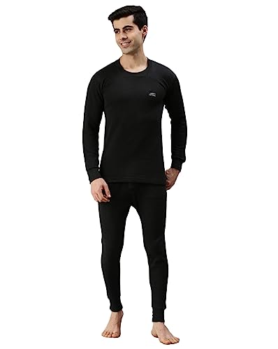 Lux Cottswool Men's Cotton Thermal Set (COTT_Black_FS_RN_TRO_Set_95)