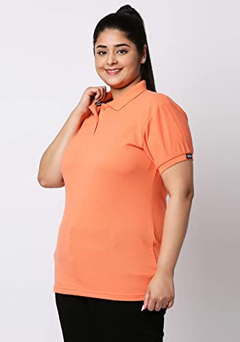 Wear Your Opinion Womens Polo Collar Neck T-Shirt Top (Design: Solid,Carrot,Small)