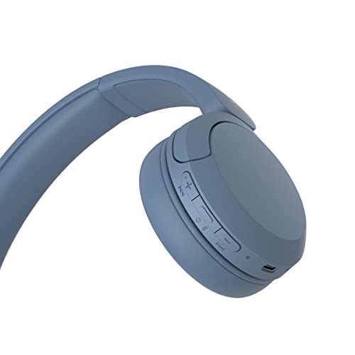 Sony WH-CH520, Wireless On-Ear Bluetooth Headphones with Mic, Upto 50 Hours Playtime, DSEE Upscale, Multipoint Connectivity/Dual Pairing,Voice Assistant App Support for Mobile Phones (Blue)