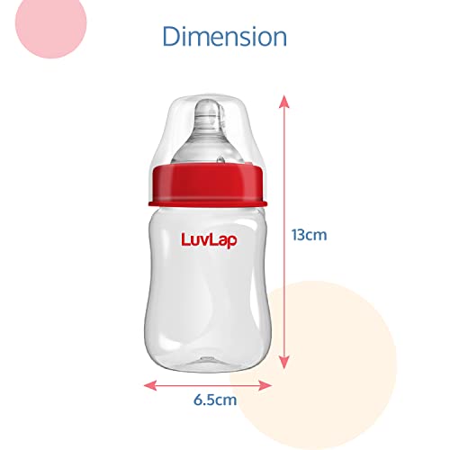 LuvLap Anti-Colic Wide Neck Natura Flo Baby Feeding Bottle, 150ml, New Born/Infants/Toddler Upto 3 Years, BPA Free