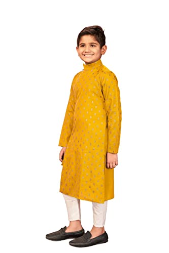 PERFECTBLUE Baby Boy's Cotton Printed Kurta With Pyjama Set (Banwery-6_variation) (9-10 Years, Yellow)