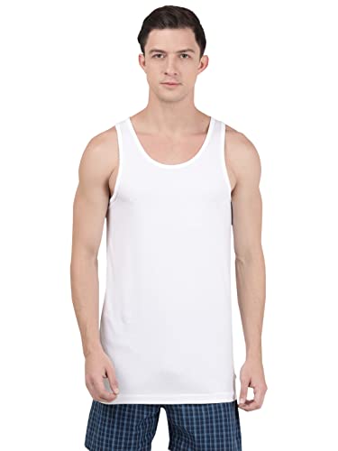 Jockey 8820 Men's Super Combed Cotton Round Neck Sleeveless Vest with Extended Length for Easy Tuck (Pack of 3)_White_L