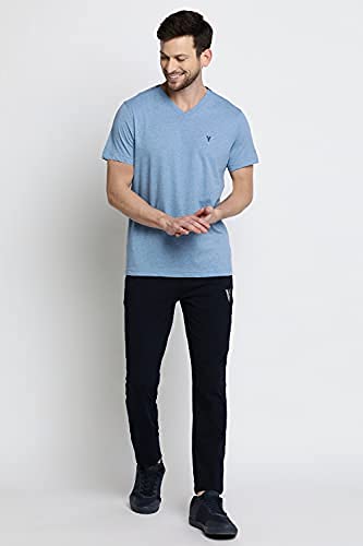 Van Heusen Athleisure Men T-Shirt - Cotton Rich - Smart Tech, Easy Stain Release, Anti Stat, Ultra Soft, Moisture Wicking_60001_Sky Melange_L