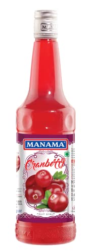 Manama Cranberry Fruit Syrup | Mixer for Mocktails, Cocktails, Drinks, Juices, Beverages | Non Alcoholic Mix 750ML Bottle