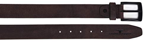 URBAN FOREST Dark Brown Casual Leather Belt with Matte Black Buckle for Men