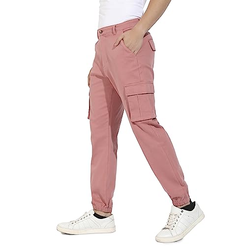 Campus Sutra Men's Regular Fit Cargo Pants (CBCS22_CSMSSCR5568_Nude Pink_36)