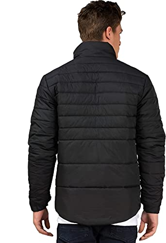 Ben Martin Men's Regular Fit Full Sleeve Stand Collar Black Nylon Quilted Bomber Jacket Size Large