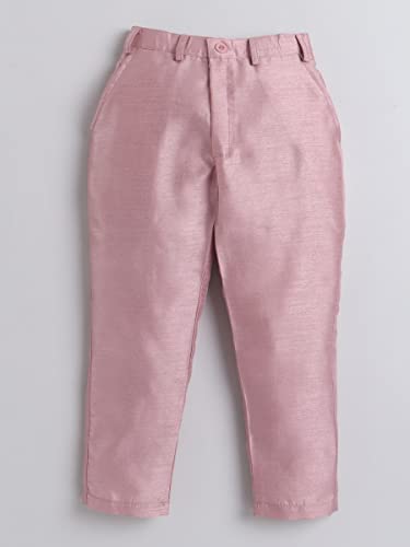 AHHAAAA Kids Ethnic Cotton Silk Blend Nehru Modi Jacket Kurta & Pyjama Set for Boys (Pink, 6-7 Yrs) 8104