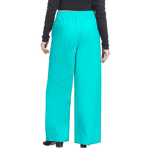 BLUE BLISS Womens Cotton Palazo Pant Plain Pack of 2 (S, Green and Pink)