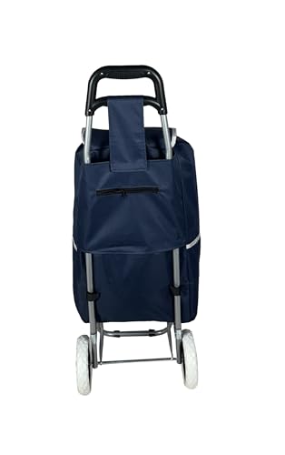 EverBest® Collapsible Shopping Trolley Bag with Wheels | Grocery, Fruits, Vegetables Basket | Laundry Cart | 38 litres Capacity (Blue)