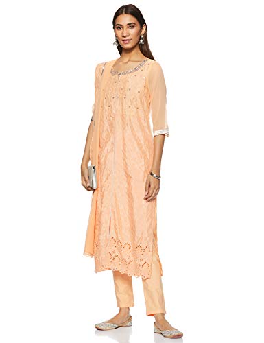 Aurelia Women's Art Silk Salwar Suit Set (19FED10115-600604_T-Orange_L)