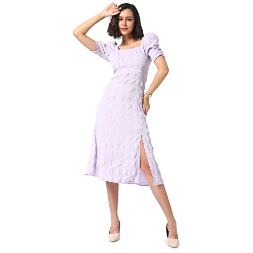 Campus Sutra Women's Midi Dress (SUSU22_CSWSSDR5108_M_Lilac_M)