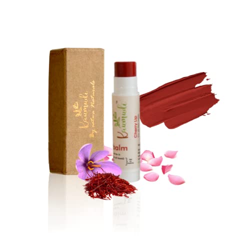 Kaumudi Handmade & 100% Natural 3in1 Lip Balm (Lip Tint | Cheek Tint | Eye Shadow) made with Rose & Saffron Essential oil | Best for Dry, Damaged & Chapped Lips | Hydrates & Moisturizes (Cherry Lip)