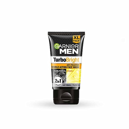 Garnier Men, Face Wash, Brightening & Anti-Pollution, TurboBright Double Action, 150 g