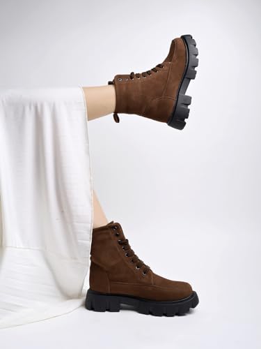 Shoetopia Smart Casual Brown Boots For Women & Girls