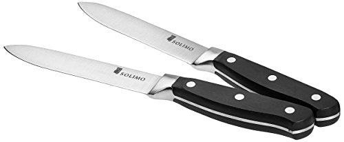 Amazon Brand - Solimo Premium High-Carbon Stainless Steel Utility Knife Set, 2-Pieces, Silver