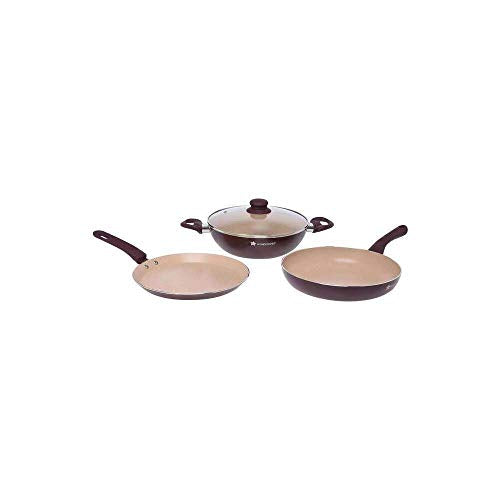 Wonderchef HomeStop Round Milano Non Stick Cookware (Brown, Free Size) -Set of 3