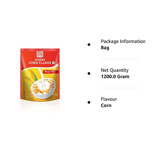 Amazon Brand - Solimo CornFlakes, 1.2Kg