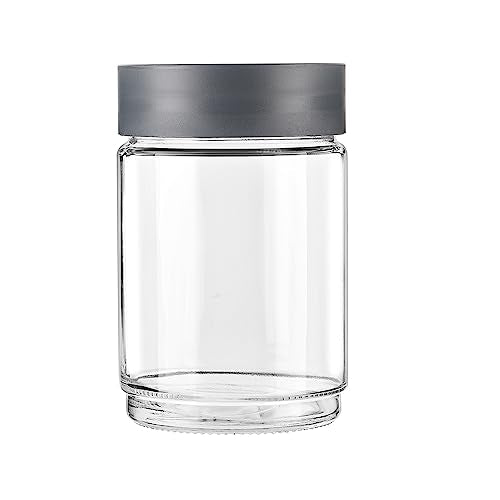 CELLO Modustack Glassy Storage Jar, Stackable, Clear, 1500ml, Grey