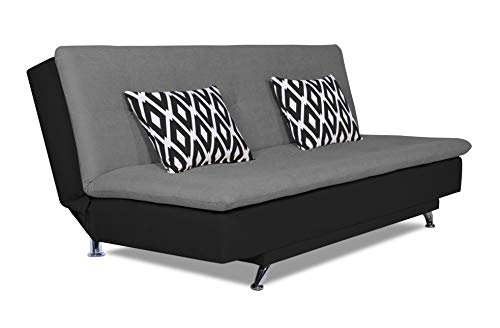 Adorn India Aspen 3 Seater Two Tone Rhombus Sofa Cum Bed (Grey & Black)