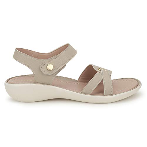 VENDOZ Women Stylish Cream Flat Sandals