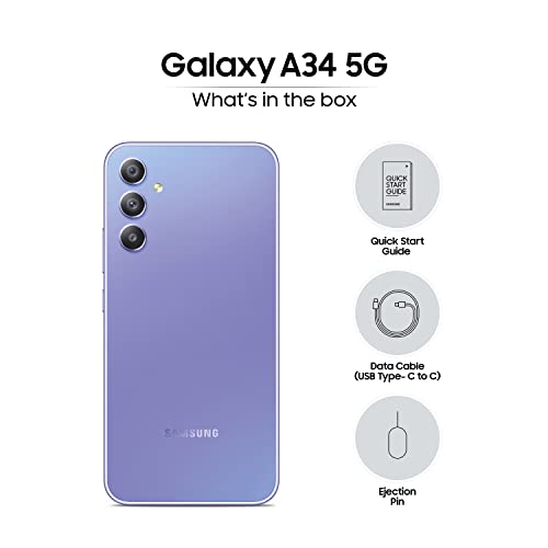 Samsung Galaxy A34 5G (Awesome Violet, 8GB, 128GB Storage) | 48 MP No Shake Cam (OIS) | IP67 | Gorilla Glass 5 | Voice Focus | Without Charger