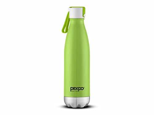 Pexpo Stainless Steel Hot and Cold Vacuum Insulated ISI Certified Flask, 500ml, Green, Espresso | Lightweight & Keeps Drinks Hot/Cold for 24+ Hours